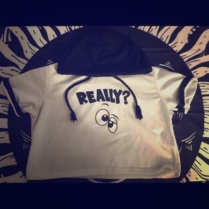 White Crop top with little hood